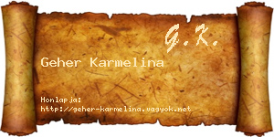 Geher Karmelina névjegykártya